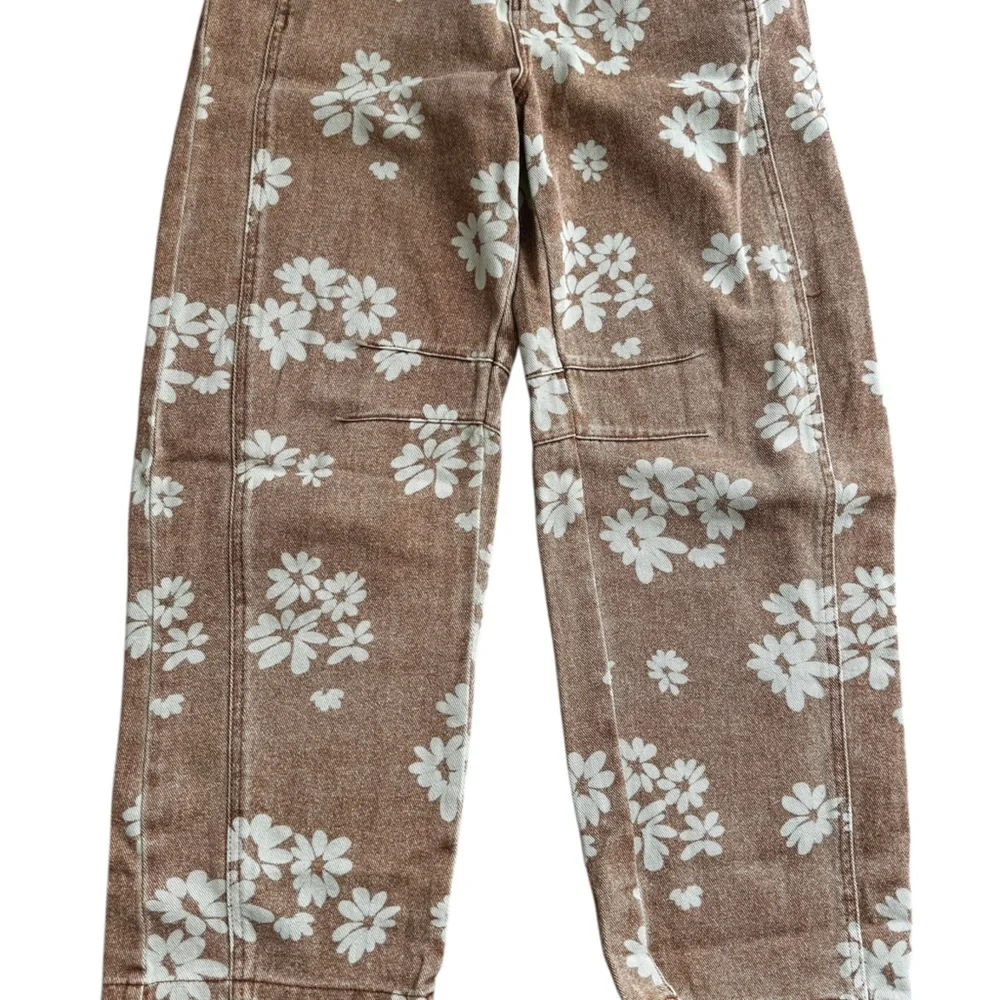 Floral Brown Pants, Entro, Size Medium, Boho, California, Floral Jean - Picture 4 of 8